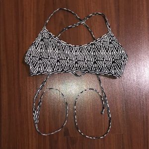 Jolyn Checkered-like Cross Back Tie Back Top